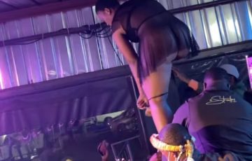 South African dancer, Zodwa Wabantu takes off underwear during a live performance